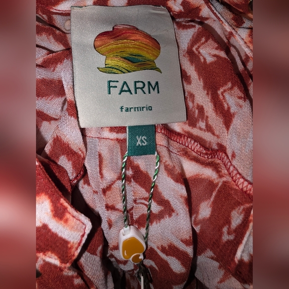 FARM RIO Tropical Tapestry Red Metal Embroidered Tiered Maxi Size XS - Picture 4 of 6